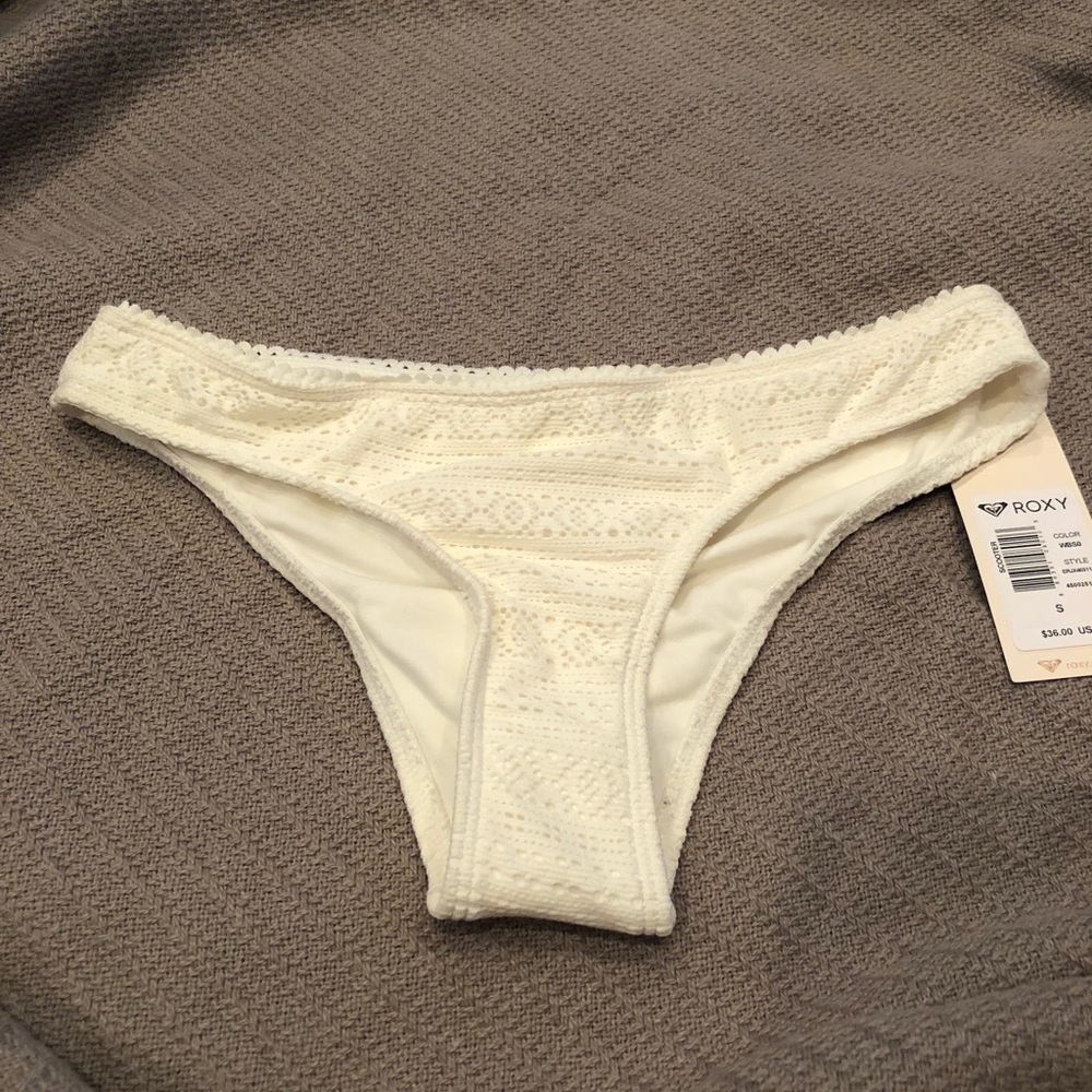 Roxy scooter cream crotchet bikini swim bottoms